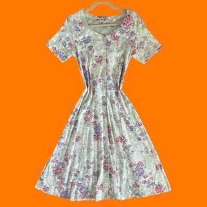 90's vintage sage green grunge floral corset lace up midi maxi dress MEDIUM